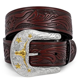 BELTROAD Vintage Western Leather Buckle Belt for Women Men Cowgirl Cowboy Mens Leather Belt Women Western Belt Gifts