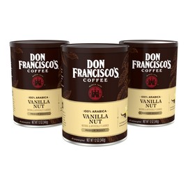 Don Francisco's Premium Vanilla Nut Ground Flavored Coffee: Rich, Aromatic 100% Arabica Beans - Family Crafted for a Delightful Morning Brew (3 x 12 oz Cans)