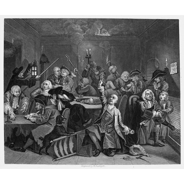 Hogarth RakeS Progress NGaming House Scene Steel Engraving C1840 After