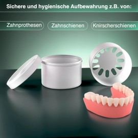 Denture Container, Denture Box with Removable Insert, Secure Screw Lid and Temperature Resistance, Hygienic Storage and Cleaning for Dentures and Dental Splints (Pack of 1)