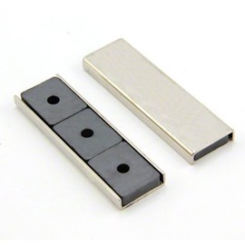 Magnet Expert® 26 x 23 x 6.3mm thick ( x 3mm hole ) Stainless Steel Ferrite Channel Magnet - 6.1kg Pull ( Pack of 20 )