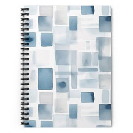 Abstract Spiral Notebook 'Scandinavian Dreams XI Shapes Scandinavian' College Ruled Journals for Women Notes Writing Work School Office, 6x8 Inches, Blue, White