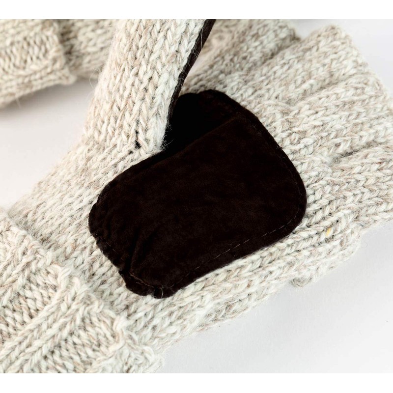 Novawo Wool Blend Knit Convertible Insulating Fingerless Gloves with Mitten