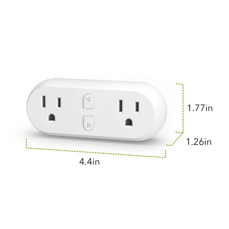 HBN Smart Plug 15A, WiFi&Bluetooth Outlet Extender Dual Socket Plugs