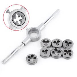 8PCS/Set Handheld Metric Screw Die set, M25 Wrench Bearing Steel Coarse Thread External Thread Cutting Tapping Hand Tool Kit