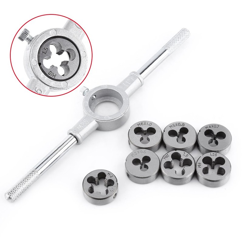 8PCS/Set Handheld Metric Screw Die set, M25 Wrench Bearing Steel