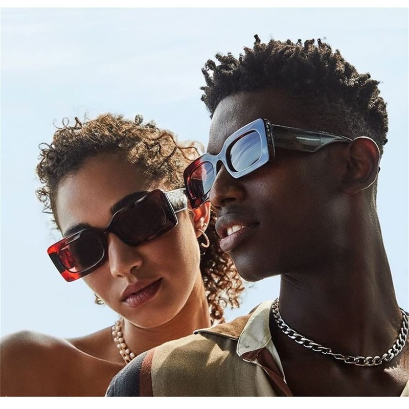 GIFIORE Retro 90s Nude Rectangle Sunglasses For Women Trendy Chunky