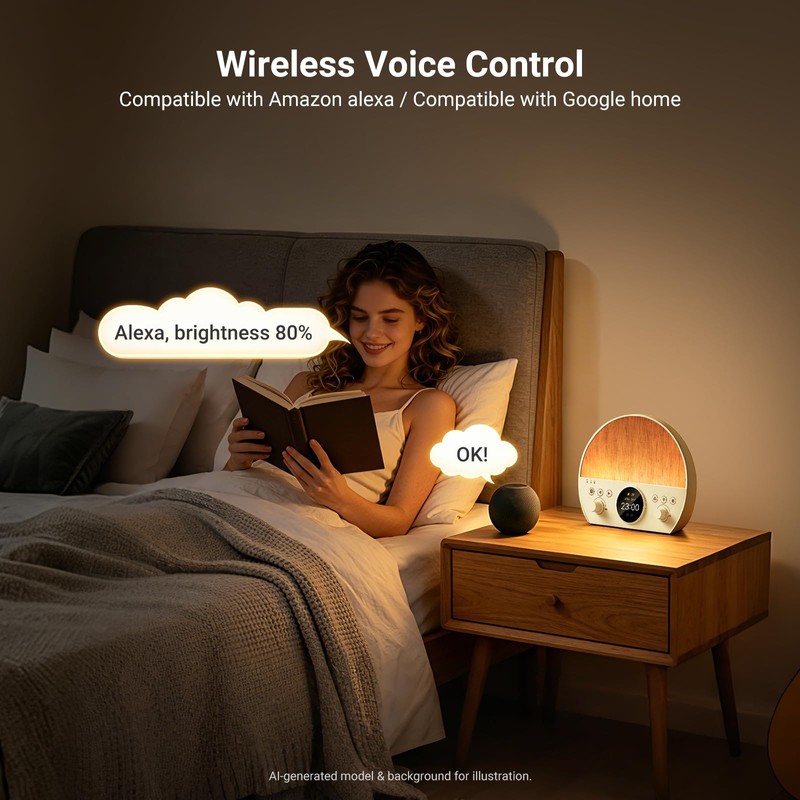 NEEWER NF03 Sunrise Alarm Clock Smart Wake Up Light, AI
