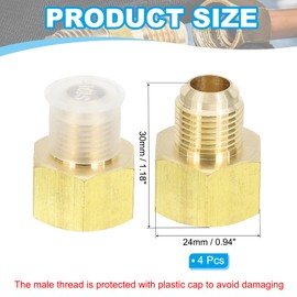 PATIKIL 1/2 Inch Female Flare x 3/8 Inch Male Flare Connectors, 4pcs SAE 45 Degree Brass Adapters Pipe Fitting for Air Gas Line Refrigeration HVAC