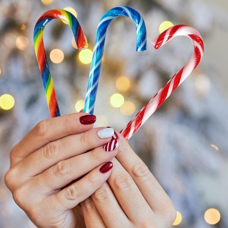 Christmas Candy Canes Tutti Frutti, Blue/White Peppermint, Red and White