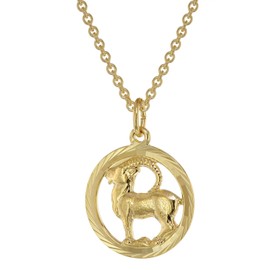 trendor Star Sign Capricorn Gold 333 Pendant Diameter 16 mm + Necklace Zodiac Sign Elegant Necklace Made of Real Gold for Women, 75940-01, Gold
