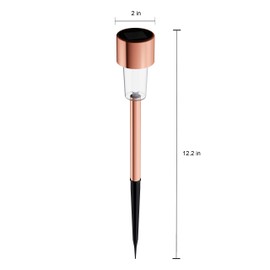 Pure Garden Outdoor Solar Lights - 12-Pack Stainless-Steel LED Lights for Gardens, Pathways, and Patios - Weather-Resistant Stake Lights (Bronze)