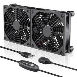 GDSTIME USB Fan, 0.8 x 4.7 x 1.0 inches (2 x 120 x 25 mm), Dual DC 5V USB Fan, Power Router Cooling Fan, Ventilation Fan, PC TV Box Cooler, Adjustable Airflow, 3 Levels of Air Flow Control