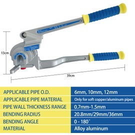 SUGOOE 3-in-1 Tubing Bender, 180° Tube Bender for 1/4", 3/8", 1/2" (6/10/12 mm) O.D. Suitable for Bending Copper, Brass and Aluminum pipes, Ideal for HVAC (6/10/12 mm)