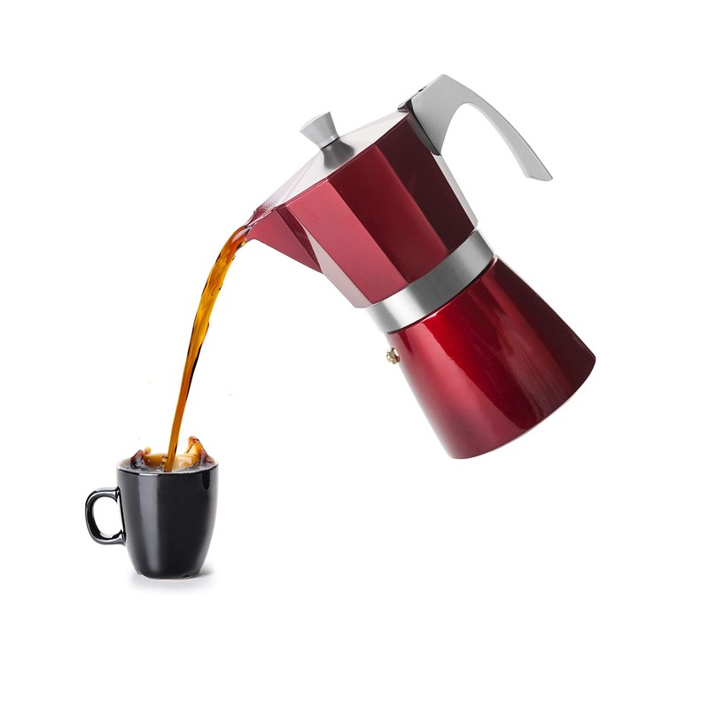 Cafetera Italiana Express Evva Aluminio Rojo 6 Tazas Ibili