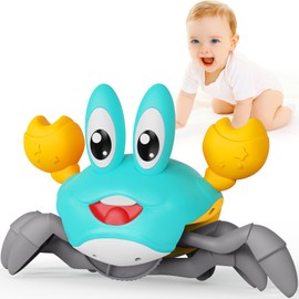 FunMission Crawling Crab Baby Toy, Infant Tummy Time Toys for 3-6 year olds with Music and LED Light, Sensory Toys for Babies Toddlers 3 year old, Music Development Gift for 7 8 9 year olds boy（Green）