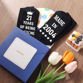 Jeasona 21st Birthday Gifts for Him Keepsake Gift for 21 Year Old Man Funny Socks Size 9-11