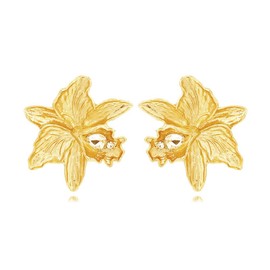 CZ Big Flower Earrings for Women Girls Gold Plated Large Petal Statement Dangle Earrings Exaggerated Bohemian Hypoallergenic Lightwieght Studs Fashion Elegant 3D Flowers Mothers Day Jewelry Gifts