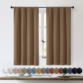 OWENIE Sally - Cortinas cortas, opacas para recámara, sala de estar, 54 pulgadas de largo, juego de 2 paneles de aislamiento térmico sólido, cortinas opacas de tratamiento de ventana de ahorro de