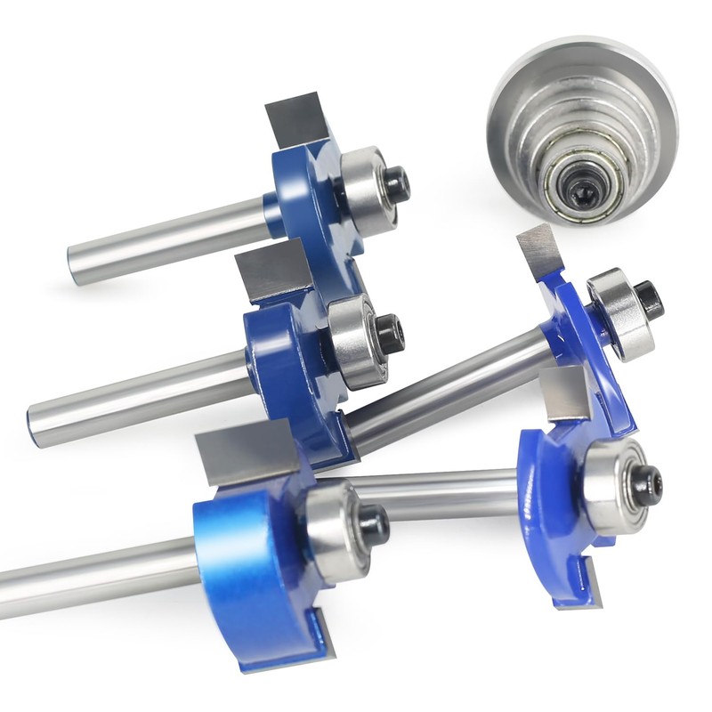 SICWOOD 5PCS Rabbeting Router Bit Set 1/4 Inch Shank, 1-1/4"