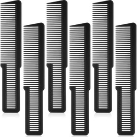Patelai 6 Pieces Professional Hair Cutting, Styling, and Clipper Combs for Barbers and Stylists (Black)