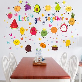 Condessacity Wall Stickers Kids Fruit Party Wall Stickers Cartoon Fruit Wall Stickers Kitchen Dining Room Waterproof Wall Sticker Decoration