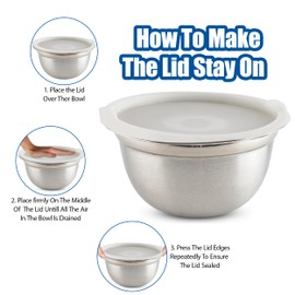 EHOMEA2Z Stainless Steel Mixing Bowls With Lids, Deep Mixing Bowls,Durable, Stackable,Food-Grade Safe,Rust and Corrosion Resistant Mixing Bowls Stainless Steel,Food Prep (3Pc with Lids)