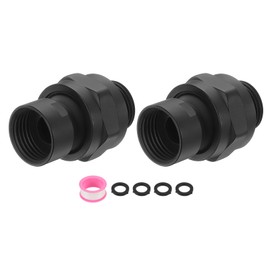 sourcing map 2 Pcs Shower Head Swivel Adapter Solid Brass Adjustable Shower Arm Extension Connector Universal Shower Component Connector with PTFE Tape and Gasket for Shower System (Black)