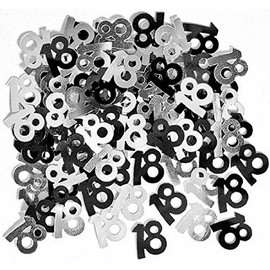 28g Black & Silver 18th Birthday Confetti Foil Metallic Glitz Table Scatter Sprinkles Age Bday Party Decorations