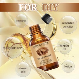 Wuvezrub Sandalwood Essential Oils 240ML, Pure Sandalwood Essential Oil for Aromatherapy Diffuser - 8 Fl Oz