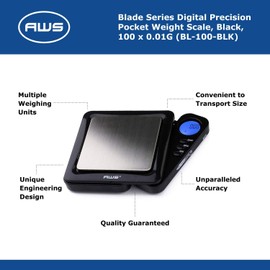 Digital Pocket Weight Scale with Retractable Display 100g x 0.01g (Black), BL-100-BLK