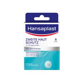 Hansaplast Plaster Second Skin Protection Regular (6 Strips), Thin and Flexible Hydrocolloid Plaster with Healing Capsule Technology, Waterproof Wound Plaster with Extra Strong Hold for at least 72 Hours