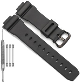 Replacement Band Compatible with Casio 3232 DW9052 Men’s 200M WR Strap DW-9052 DW-004C DW-6900 GW-6900 G-2200 G-2210 Resin Bracelet 71606395 (Black band black buckle)