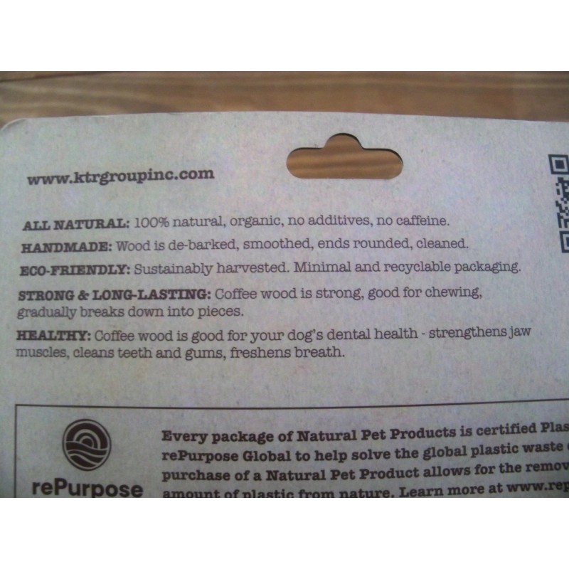 NATURAL PET -- Coffee Wood DOG CHEW -- ECO Friendly