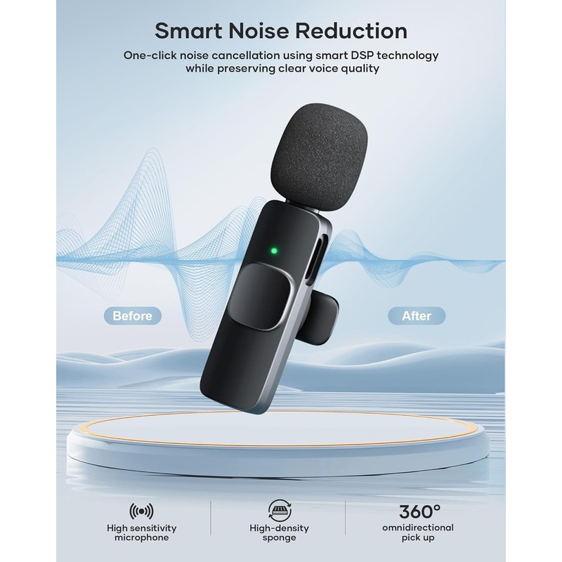 KUKIHO 2 Pack Wireless Lavalier Microphone,Mic Noise Reduction for Video