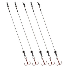 Tooth Shield Tackle Fish Eye Ice Fishing Tip Up Leader Rig (90 lb) Ice Fishing Sucker Walleye Pike Musky Predator Rig (5 Pack) (Camo/Transparent Fish Eye) (VMC # 1)