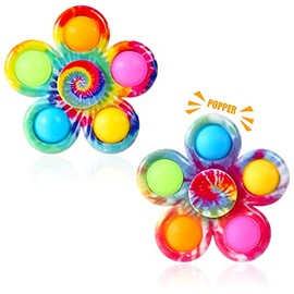 Gigilli Fidget Spinners with Pop 2 Pack, Kids Fidget Toys Pack Bulk, Autism Sensory Toys Toddler Push Tie Dye Simple Popper Fidget Spinners for ADHD Anxiety, Classroom Prizes Party Favors Gifts