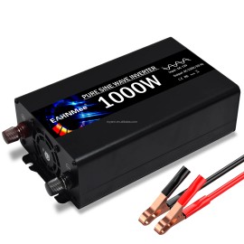 EARNMee 1000W 1KW 12V Pure Sine Wave Power Inverter 110V AC Single Output LCD Display for Car and Home UseOutput Power: 1kW, Input Voltage: 12V , Output Voltage: 110V, color: Black