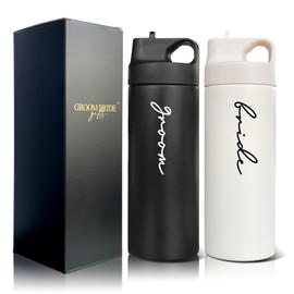 Mr&MrsGifts Couples Gifts Travel Tumblers Set of 2 Bride and Groom Honeymoon Travel Mugs 16oz Double-Walled Insulated Cups for Wedding Bridal Shower Gifts(XZ-GB)