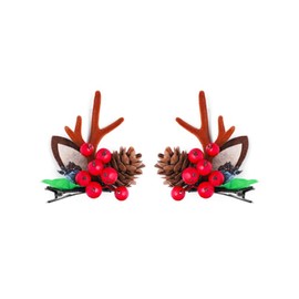 ZHOUMEIWENSP Pretty Christmas Hair Clip Cute Reindeer Antlers Headdress Hairpin for Christmas Party Antlers Ears Hair Accessory (Hawthorn)
