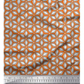 Soimoi Orange Rayon Fabric Geometric Mandala Print Fabric BTY 42 Inch Wide