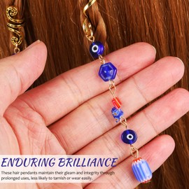 DEARMAMY 3pcs Dreadlock Beads Metal Hair Jewelry for Women Braids Blue Eye Spiral Hair Cuff Hair Charms Hair Accessories Hair Rings Cuffs Gold Braiding Hair Clip