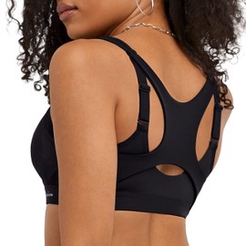 Champion womens Motion Control Zip Sports Bra, Black, 40B US