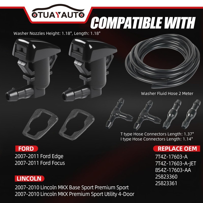 OTUAYAUTO Front Windshield Washer Nozzle Kit Replacement for 2007-2011 Ford