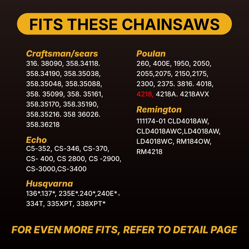 Carbide Chainsaw Chain 18 Inch, 3/8" LP Pitch, .050" Gauge,