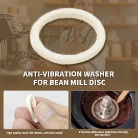 Felt Compatible with Breville Espresso Machine Grinders Models Include BES870, BES878, BES880, BES980, BCG820, Round Soft Felt Washer Replacement, Wool Ring Accessories - 6 Pack