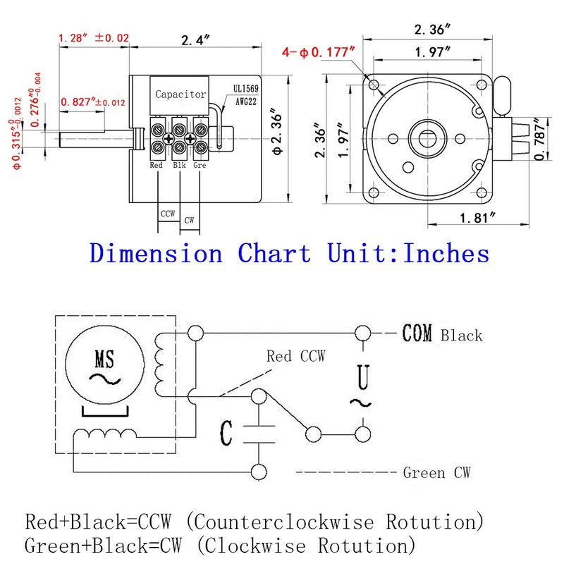 60KTYZ Synchronous Gear Motor 30RPM Dual Bearing AC Motor CW/CCW