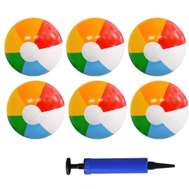 KSVFTB 6 PCS Beach Ball Rainbow Beach Balls 30 Cm Inflatable Swimming Pool Toys for Pool Games inflatable water balloons Suitable for Outdoor Activity Water Games Equipped With an Inflatable Cylinder