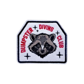 Zolawe Dumpster Diving Club Patch, 3 Inches Sew On Iron On Humor Embroidery Patches for Clothes Backpacks Hats Jeans Bags, Meme Embroidered Patches, Racoon DIY Iron On Patch for Adults