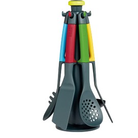 Casdon Joseph Joseph Elevate. Colourful Kitchen Utensil Set for Children Aged 3 Years & Up. Comes With Rotating Storage Stand.